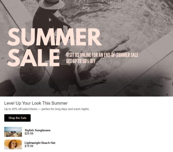 Level Up Summer Sale HTML email project preview