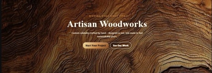 Artisan Woodworks project highlights and website experience